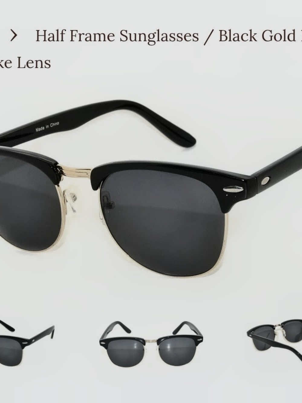 Owl Sunglasses-Classic Half-Frame Sunglasses - Black/Gold